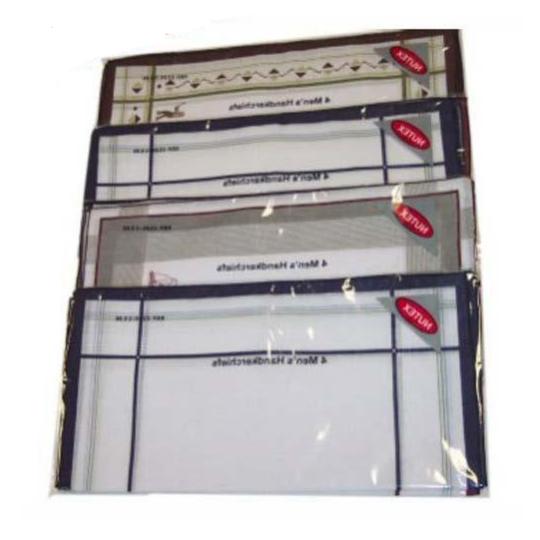 Mens Handkerchiefs Colour Border 4 Pack
