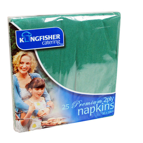 Kingfisher Green Napkins 33x33cm 25 Pack