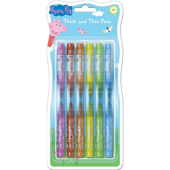 Peppa Pig 6 pack thick and thin Felt Pens