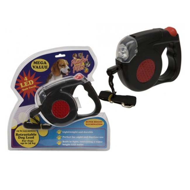 Retractable Dog Lead with Torch 15ft Wholesale