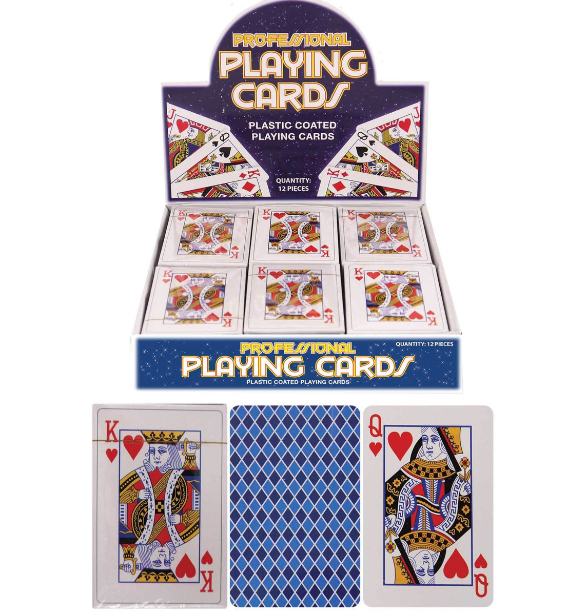 Professional Plastic Coated Playing Cards - Case of 12 Wholesale