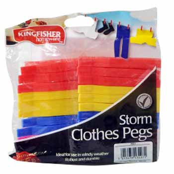 Kingfisher Storm Plastic Clothes Pegs 24 Pack