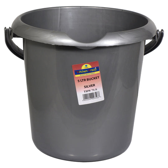 Bucket with Handle & Spout 5 Litre Silver