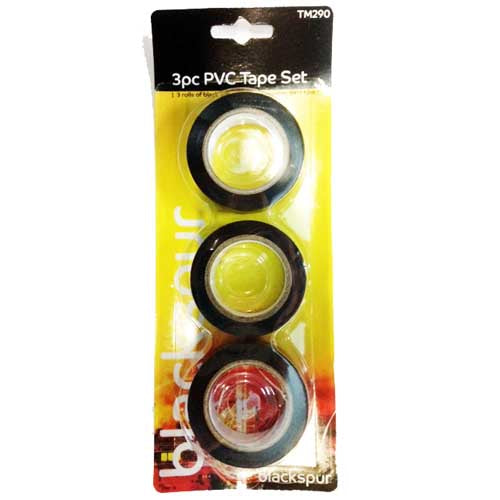 Blackspur PVC Black tape 3 pack