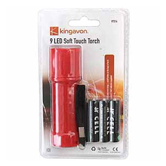 9 LED soft touch torch with batteries