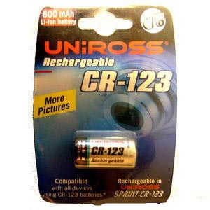 Uniross CR-123 600 MAH rechargeable batteries